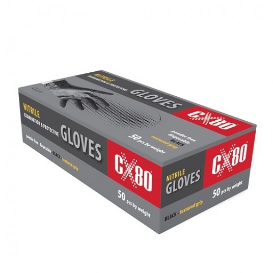 CX80 Rękawice nitryl. czar. M GOGRIP (50szt) 48350 -zdjęcie numer 1
