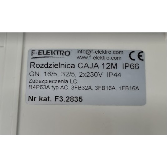 F3.2835 Roz. CAJA 12M IP44 z zabezpieczeniami LC -zdjęcie numer 2