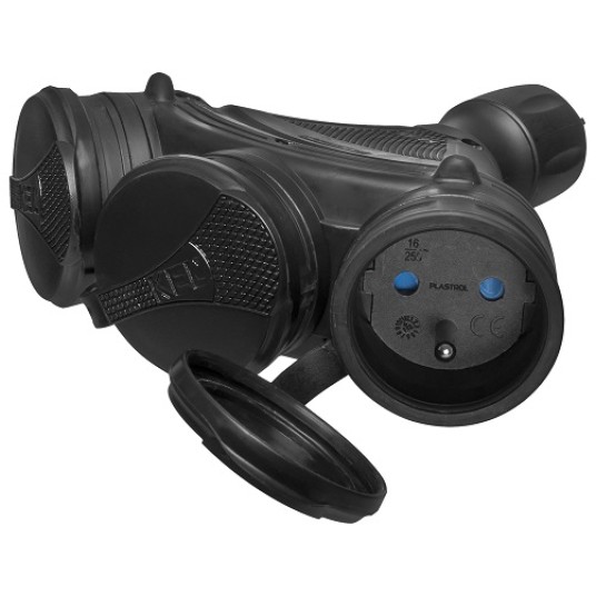 Gniazdo IP54 EXTREM potrójne czarne W-01158 -zdjęcie numer 2