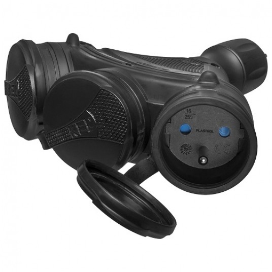 Gniazdo IP54 EXTREM potrójne czarne W-01158 -zdjęcie numer 2