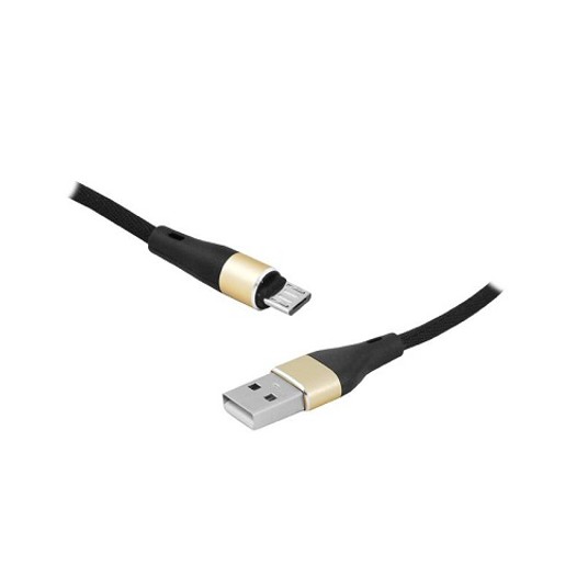 Kabel USB-microUSB 2m czarny LX8571B 2M plecion -zdjęcie numer 1