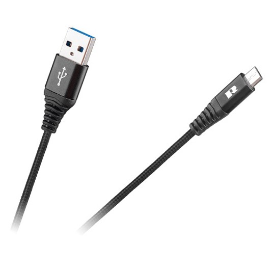 Kabel USB-microUSB 2m czarny REBEL RB-6000-200-B -zdjęcie numer 1
