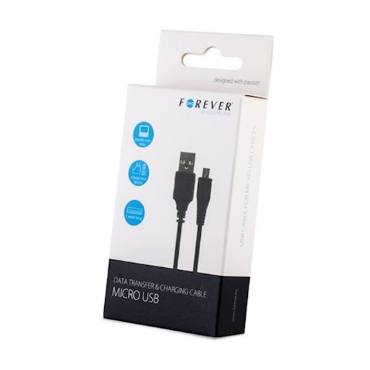 Kabel USB-microUSB 3m czarny silikon FOREVER -zdjęcie numer 1