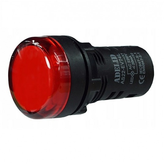 Lampka fi22 24V LED czerwona AS22-LSR-24 ADELID -zdjęcie numer 1
