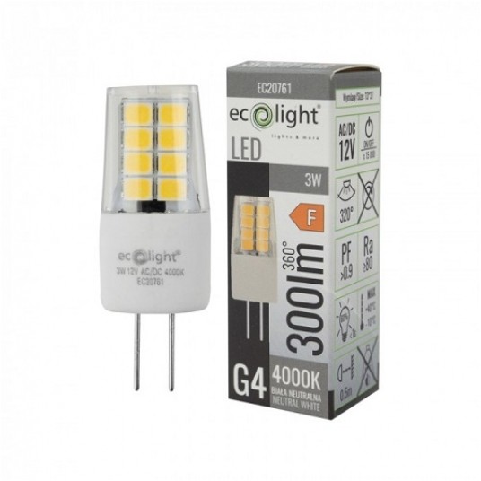 LED G4 sztyft 3W 12V 300lm NW ECOlight EC20761 -zdjęcie numer 2