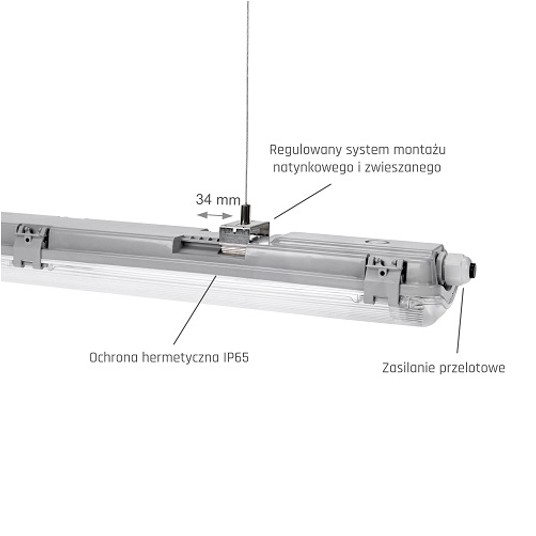 Oprawa IP65 do LED T8 2x0,6m LIMEA LED SP 514461 -zdjęcie numer 5