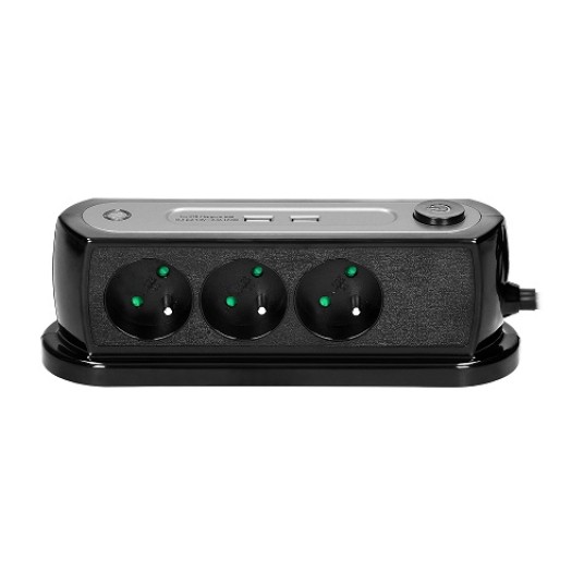 ORNO AE-13910/B Listwa 3x2P+Z+2xUSB 2.4A, dł 1.4m -zdjęcie numer 3