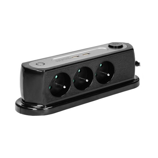 ORNO AE-13910/B Listwa 3x2P+Z+2xUSB 2.4A, dł 1.4m -zdjęcie numer 1