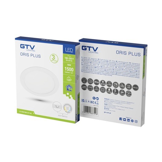 Panel LED biały okrągły p/t 18W CCT ORIS GTV687518 -zdjęcie numer 3