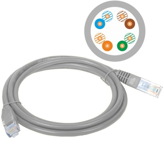 Patchcord UTP kat.5e 15m szary ALANTEC 552050 -zdjęcie numer 1