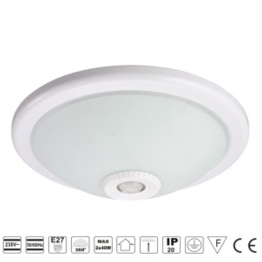 Plafon 2xE27 + PIR IP20 ST75 TAZAN BEMKO 363461 -zdjęcie numer 2