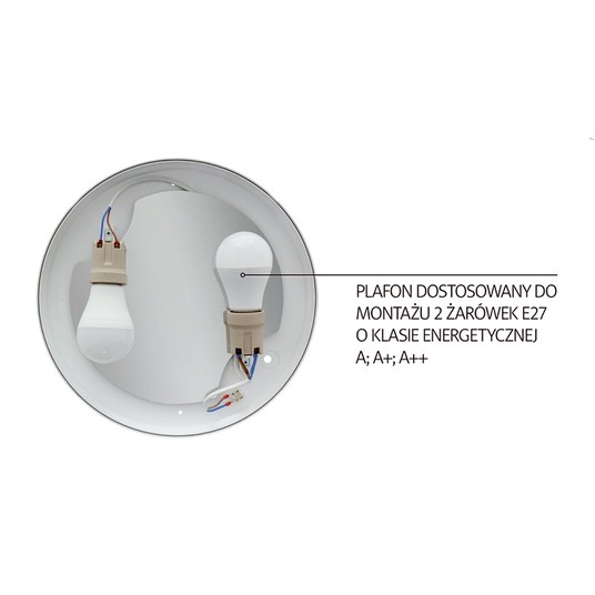 Plafon 2xE27 + RCR IP54 NEO PL-NEO/E27/CR KEL -zdjęcie numer 2