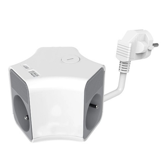 Przedł. 3gn+uz 2m +USB A+C PS-370WS/K PLASTROL -zdjęcie numer 1