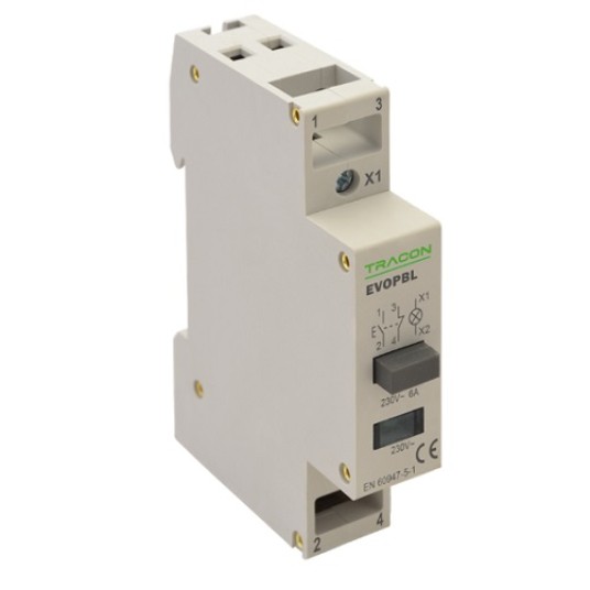 Przycisk z lampką 230V 1NO+1NC EVOPBL TRACON -zdjęcie numer 1