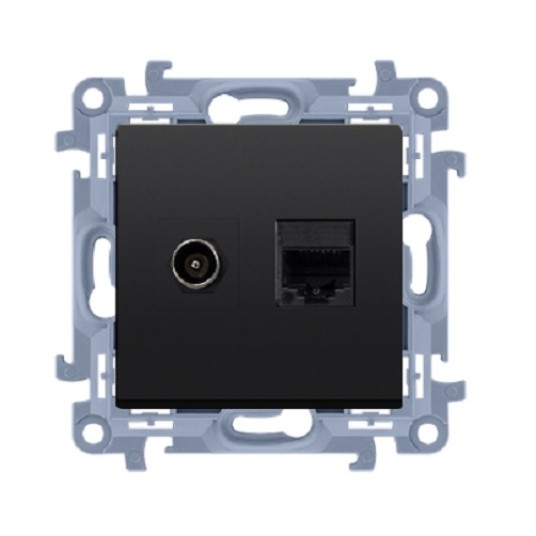 SIMON10 czarny CASFRJ455.01/49 Gniazdo F + RJ45 -zdjęcie numer 1