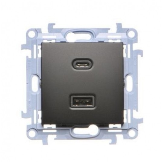 SIMON10 czarny CEC2CA.01/49 Ład. USB A + USB-C -zdjęcie numer 1