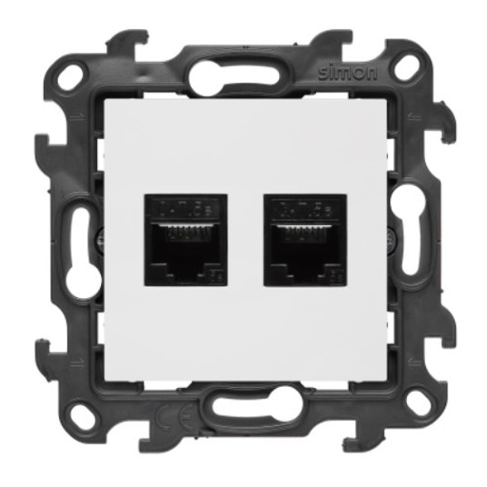 SIMON24 biały N52.01/11 Gn. 2xRJ45 kat.5e -zdjęcie numer 1