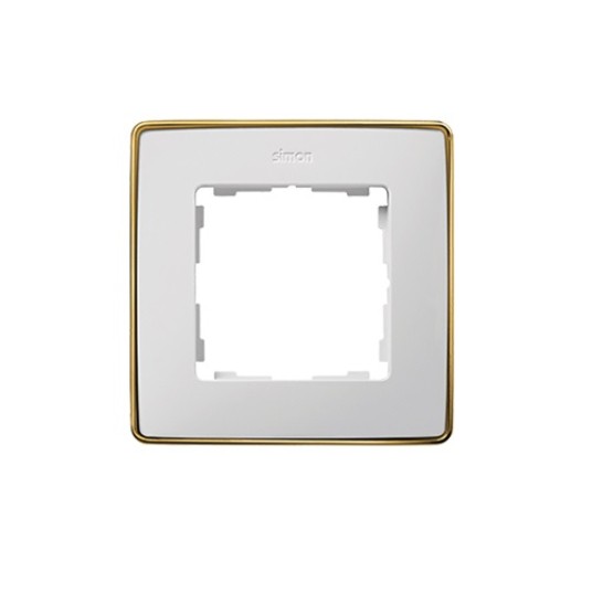 SIMON82S biała/złota Ramka x1, 8201610-245 -zdjęcie numer 1