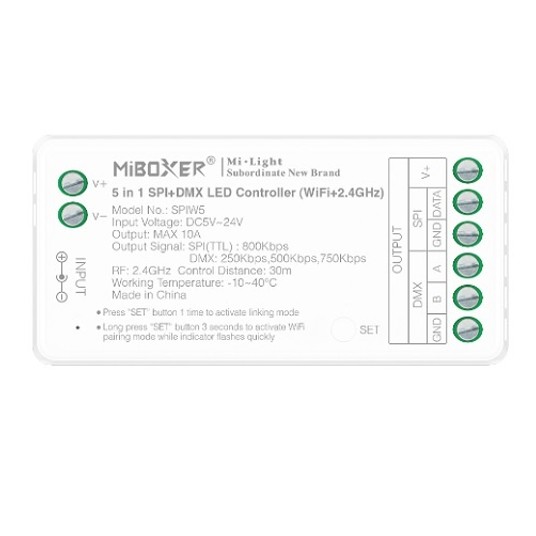 SPIW5 Sterownik 5w1 LED cyfr. WiFi 5V- 24V MIBOXER -zdjęcie numer 1