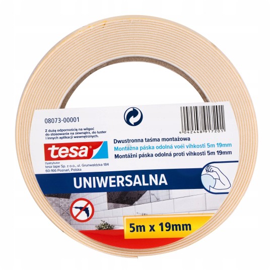 Taśma dwustronna 5m/19mm biała TESA 08073-00001 -zdjęcie numer 1