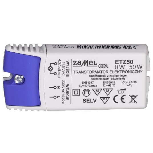 Transformator elektroniczny ETZ-50 0-50W 12V ZAMEL -zdjęcie numer 1
