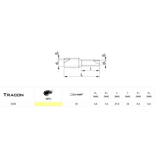 Tulejka izolowana 10/18 (100szt) TRACON E125 -zdjęcie numer 2