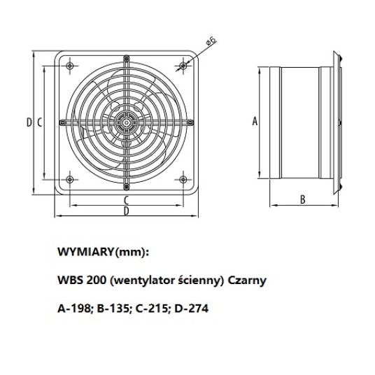 Wentylator WB-S #200 czarny DOSPEL 007-0339A -zdjęcie numer 2