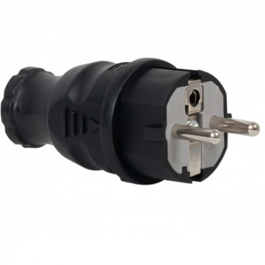 Wtyczka IP44 F-ELEKTRO gumowa NOVA czarna F6.0354 -zdjęcie numer 1