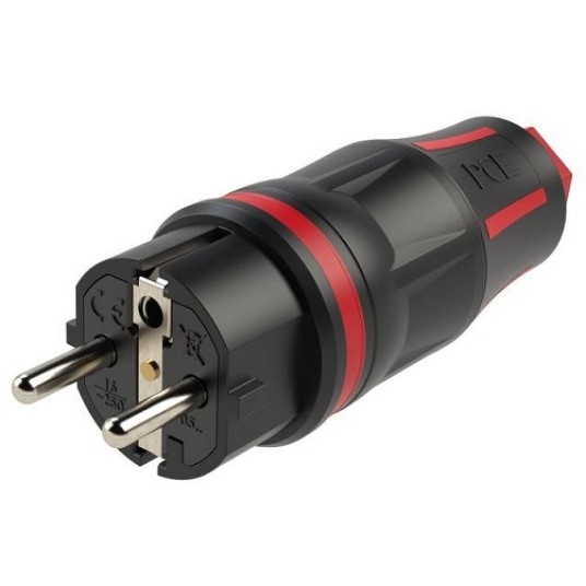 Wtyczka IP54 PCE pełna guma Uni-Schuko 05721-sr -zdjęcie numer 1