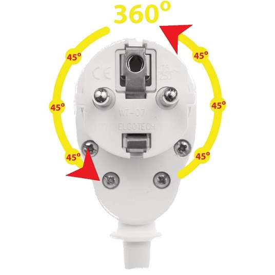 Wtyczka obrotowa 360st WT-07 biała ELGOTECH -zdjęcie numer 3