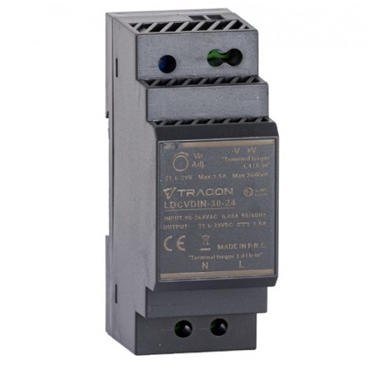 Zasilacz 24V TH35 1,5A 36W DC LDCVDIN-30-24 TRACO -zdjęcie numer 1