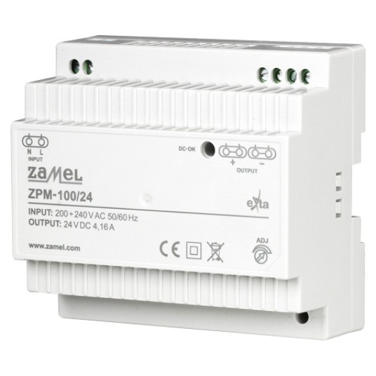 Zasilacz 24V TH35 4,16A 100W DC ZTM-100/24 ZAMEL -zdjęcie numer 1