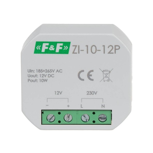 ZI-10-12P Zasilacz impulsowy do puszki 12V 10W F&F -zdjęcie numer 1