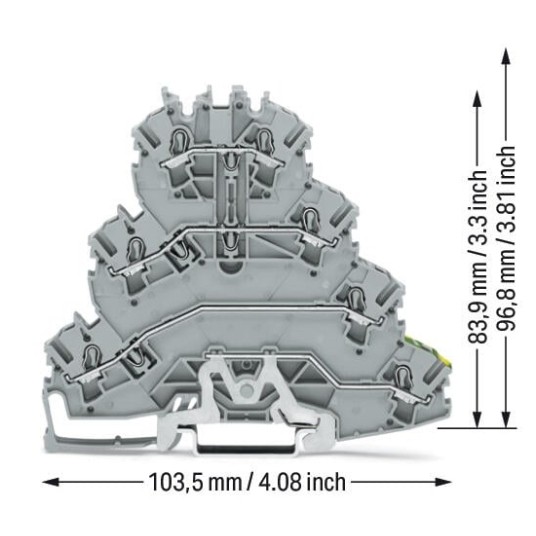 Złączka 4-piętrowa L/L/L/PE 2,5mm2 WAGO 2002-4157 -zdjęcie numer 3