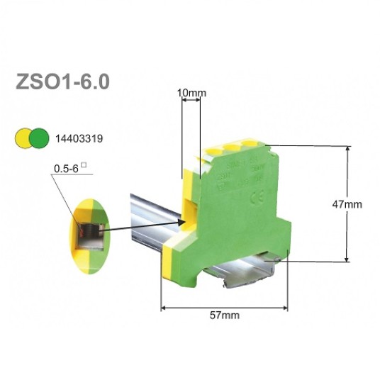 Złączka szyn.ochron. ZSO 1-6,0 żółto-zielony SIMET -zdjęcie numer 1