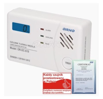 Czujnik czadu (tlenku węgla) DC-619-TEST bat. ORNO