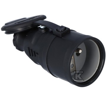 Gniazdo IP44 F-ELEKTRO gumowa NOVA czarna F6.0368