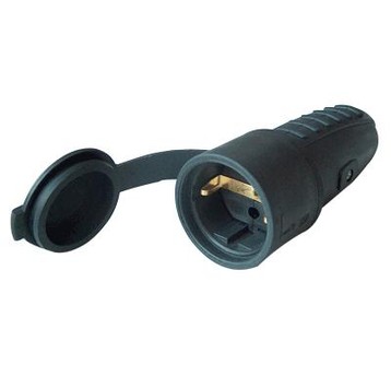 Gniazdo IP44 TRACON gumowe z klapką TICS-212GF