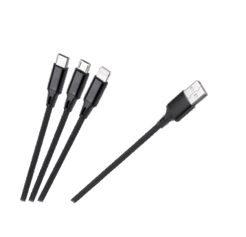 Kabel USB 3w1 microUSB, USB-C, Lightning 1m