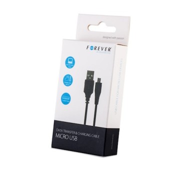 Kabel USB-microUSB 3m czarny silikon FOREVER