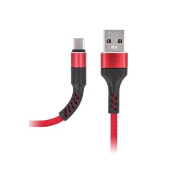 Kabel USB/USB-C 1m 2A czer. sznurk. Maxlife 828705