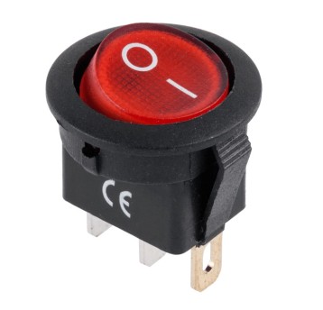 Łącznik okrągły czerwony 12V DC 16A do wbudow.podś