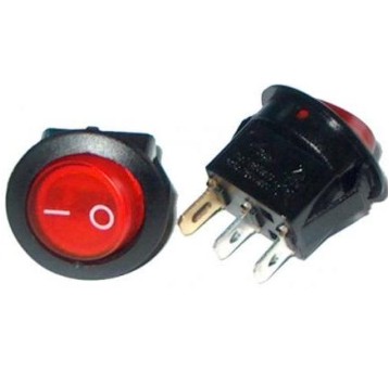 Łącznik okrągły czerwony 230V 6A do wbudow. podśw.
