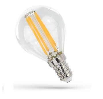 LED E14 kulka 4W COG 230V 500lm WW przezr. 523302