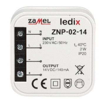 LED zasilacz dopuszkowy 14V DC 2W ZAMEL ZNP-02-14