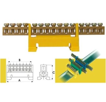 Listwa zaciskowa nieizol. 15x żółta LZ15/Ż PAWBOL