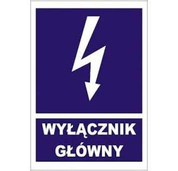 Naklejka NI 74x105 Wyłącznik Główny ( niebieska )