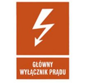 Naklejka NOZ 74x105 Główny Wyłącznik Prądu (czerw)