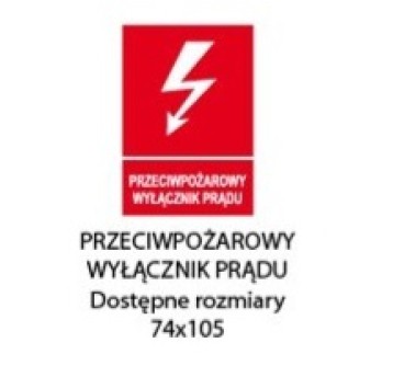 Naklejka NOZ 74x105 PrzeciwpożarowyWyłącznikPrądu