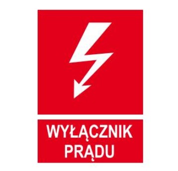 Naklejka NOZ 74x105 Wyłącznik Prądu (czerwona)